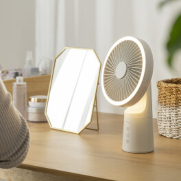 扇風機、ＬＥＤライト、モバイルバッテリー ３つの機能を融合！ 充電式　ＬＥＤ マルチポータブルファン ＤＦ－Ｔ２２３３