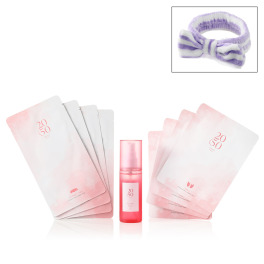 ２０５０ ハリツヤ肌へ導く プレミアムナノシート ＧＦ４袋（計４枚）＆ プレミアムナノシート ＧＣ４袋（計８枚）＆ ブースターセラムミスト ヘアバンド付特別セット