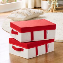 おしゃれなデザインで 便利に収納 トートデザイン収納ケース ＜ボックスタイプ２個組＞
