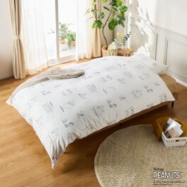 スヌーピー MORE SLEEP PEANUTS コットン100%サテン 日本製掛けふとんカバー &ピローケース <シングル>