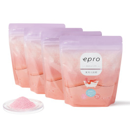 疲労回復・冷え症・ 肩のこり・腰痛・荒れ性に エプソムソルト配合で 優雅な入浴習慣！ 薬用入浴剤エプロＦ ＜フルール＆ 　ローズティーの香＞ ４袋セット