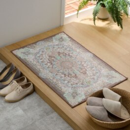 洗えて畳める はっ水加工 ペルシャンデザイン シルクタッチカーペット＜６０×９０ｃｍ＞