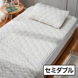 大津毛織 表側 フレンチリネン１００％ 心地よい接触冷感で 柔らかな肌触り ナチュラルテイスト 敷きパッド＜セミダブル＞