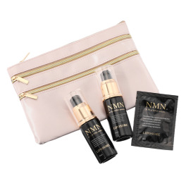 先端成分ＮＭＮ（ニコチン アミドモノヌクレオチド） 配合で潤いハリ肌へ！ リポソームＮ プラチナエサンス ２本ポーチ付特別セット