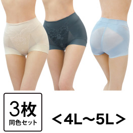 汗をサッと吸収＆涼やか！ 夏もプレミアムな履き心地 芦屋美整体 シームレス 骨盤スリムショーツ エアリー同色３枚セット ＜４Ｌ～５Ｌ＞