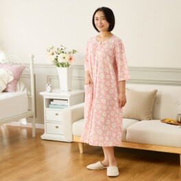 ＷＩＮＤ 高島ちぢみ ストレッチ楊柳 マーガレット柄ワンピース