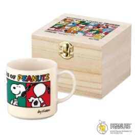 スヌーピー ＰＥＡＮＵＴＳ ７５周年記念 木箱入り 日本製マグカップ