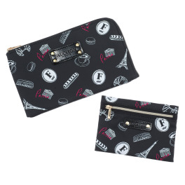 フォション プリント柄 Ｌ字ポーチ＆ ミニポーチセット