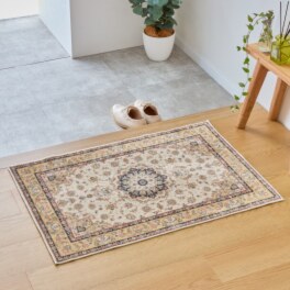 格調高い ペルシャンデザイン 手触りなめらか プルメイジュマット ＜６０×９０ｃｍ＞