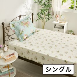 ローラアシュレイ ローズモア コットン１００％サテン フィッティドシーツ ＜シングル＞