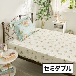ローラアシュレイ ローズモア コットン１００％サテン フィッティドシーツ ＜セミダブル＞