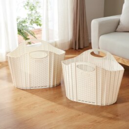 コンパクトに収納できる ハルサスタジオ 折りたためる ランドリーバスケットミニ ２個セット