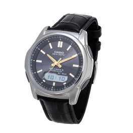 カシオ メンズ電波ソーラー腕時計 “ウェーブセプター” ＜レザーバンド＞