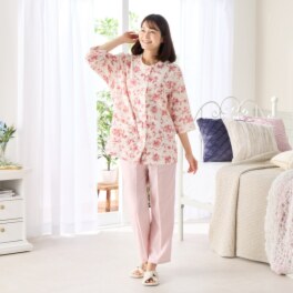 ＷＩＮＤ 高島織ダブルガーゼ 花柄パジャマ