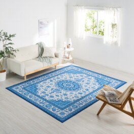 爽やかブルー 素足も喜ぶ さらさらタッチカーペット “ペルエスターテ” ＜２００×２５０ｃｍ＞