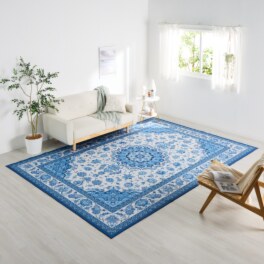 爽やかブルー 素足も喜ぶ さらさらタッチカーペット “ペルエスターテ” ＜２３０×３２０ｃｍ＞